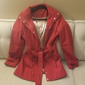EUC Cherry Red Calvin Klein Rain Coat